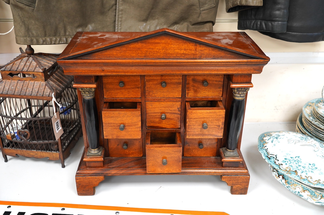 An architectural collector's chest, 42cm tall. Condition - good